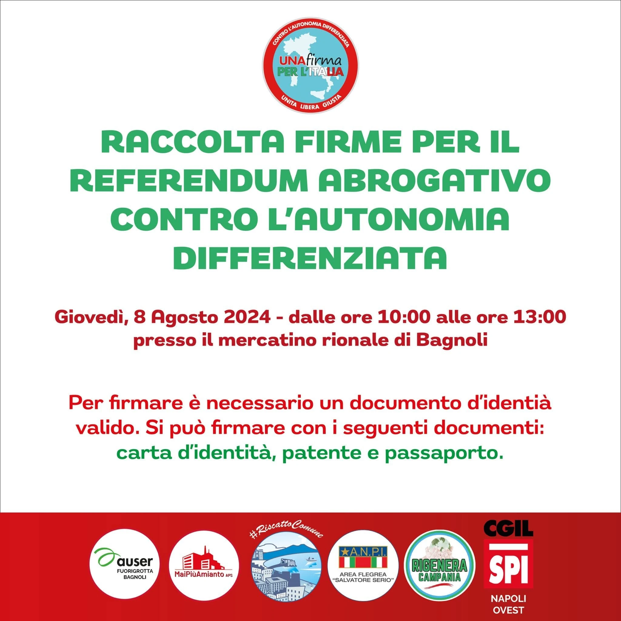 Raccolta firme contro l'autonomia differenziata